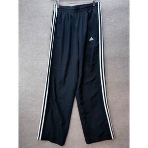 Vtg Adidas Track Pants Black White 3 Stripe Athletic Youth XL No Size/Care Tag